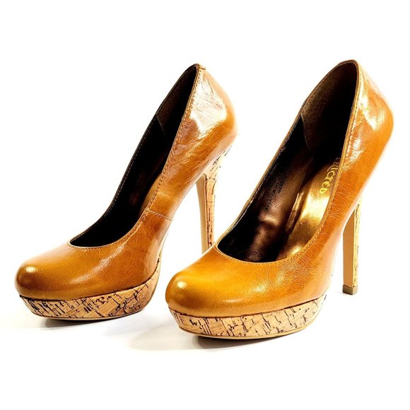 Restricted 4 3/4 Inch Stiletto Pumps Whiskey Color Size 6 Leather Upper with Cor - Picture 4 of 9